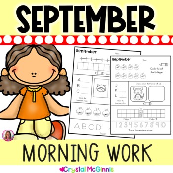 Preview of Kindergarten Morning Work | September Themed Daily Review | Math | Reading