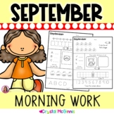 Kindergarten Morning Work | September Themed Daily Review 