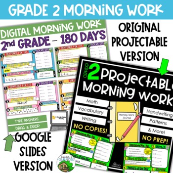 Preview of 2nd Grade Morning Work Bundle - Projectable and Google Slides Versions