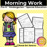 Morning Work, Pre-k, Kindergarten; Special Education; Auti