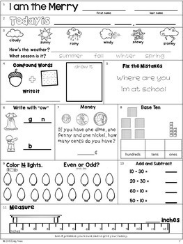 Morning Work: Second Grade December Packet by Emily Ames | TpT
