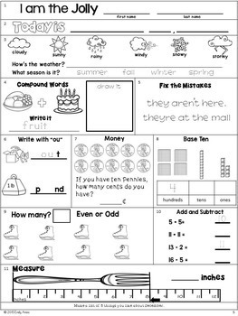Morning Work: Second Grade December Packet By Emily Ames 