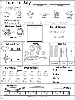 Morning Work: Second Grade December Packet (PDF and new Digital Option)