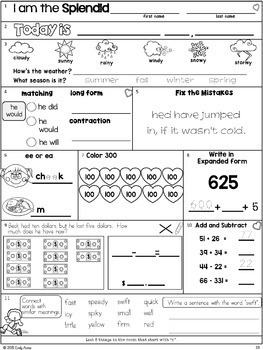 Morning Work: Second Grade February Packet by Emily Ames | TpT