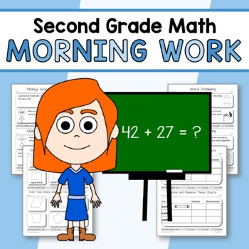 Preview of Morning Work Second Grade Math | Spiral Math Review | Math Facts Fluency