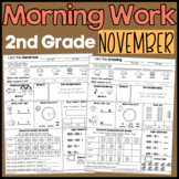 November Morning Work Second Grade Math and ELA Digital and PDF