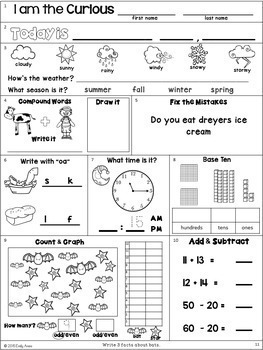Morning Work: Second Grade October Packet by Emily Ames | TpT