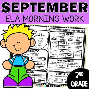 Preview of Morning Work September 2nd Grade - Daily Language Worksheets Spiral Review