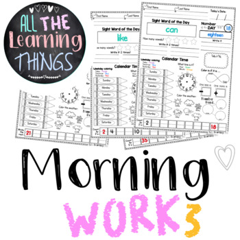 Morning Work: Set 3 - Kindergarten / First Grade by All the Learning Things