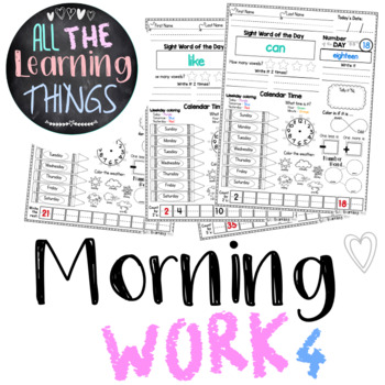 Morning Work: Set 4 - Kindergarten / First Grade by All the Learning Things
