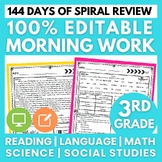Enrichment or Morning Work Spiral Review Editable for 3rd 