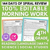 Enrichment or Morning Work Spiral Review Editable for 4th 