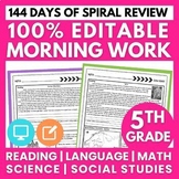 Enrichment or Morning Work Spiral Review Editable for 5th 