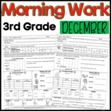 December Third Grade Morning Work Math and ELA Digital and PDF