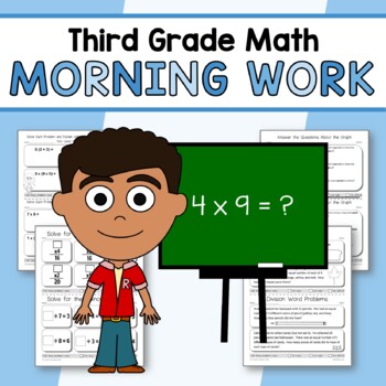 Preview of Morning Work Third Grade Math | Spiral Math Review | Math Facts Fluency