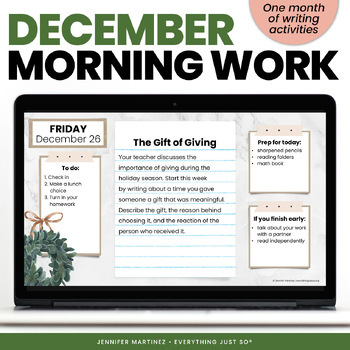 Preview of Morning Work Warm Ups - Daily Bell Ringer Activities for 3rd 4th 5th DECEMBER