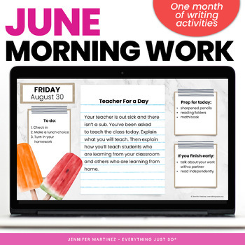 Preview of End of Year Morning Work - Fun Writing Prompts for Summer Morning Work 3rd 4th 5