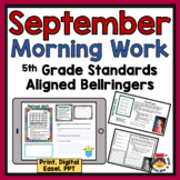 Morning Work for 5th Grade - September - Bell Ringers