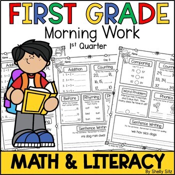 Preview of 1st Grade Morning Work - Math and ELA Spiral Review - First Grade Homework