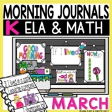 Morning Journals for Kindergarten MARCH NO PREP! Editable