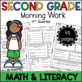 Preview of 2nd Grade Math and Ela Spiral Review - Morning Work Second Grade - 4th Quarter