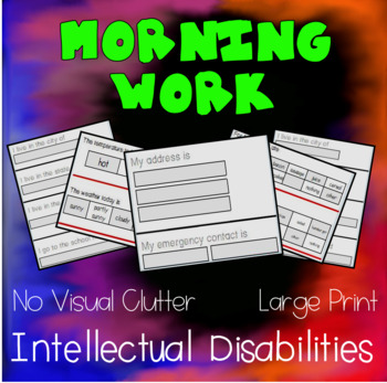 Preview of Morning Work for Special Education -No Clutter- Practice Personal Information