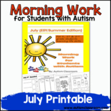 ESY-Morning Work or Homework for Students with Autism (Jul