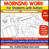 Morning Work or Homework for Students with Autism (Novembe