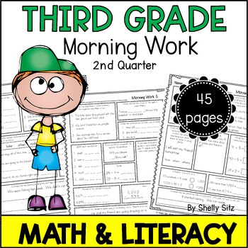 Preview of Third Grade Morning Work  - ELA and Math Spiral Review 3rd Grade - Grammar