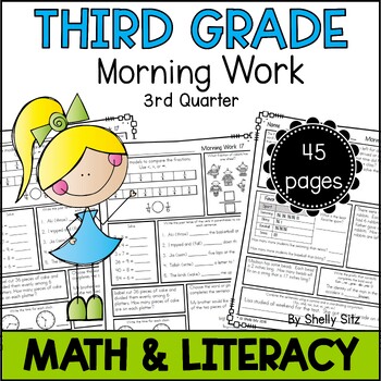 Preview of Morning Work for Third Grade - Math and Literacy Spiral Review - 3rd quarter