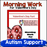 Morning Work for Valentine’s Day (Autism Support)
