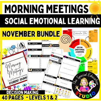 Preview of Morning Work social emotional learning meeting activities autism November BUNDLE