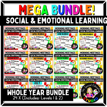 Preview of Morning Work social emotional learning meeting activities autism Yearly BUNDLE