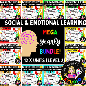 Preview of Morning Work social emotional learning meeting activities autism Yearly BUNDLE 2