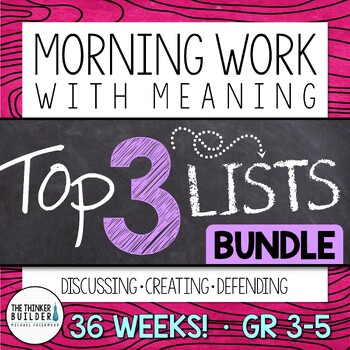 Preview of Morning Work with Meaning! Top 3 Lists BUNDLE {Set One, Two, & Three}