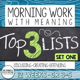 Morning Work with Meaning! Top 3 Lists {Set One}