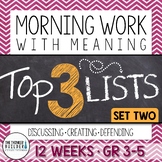 Morning Work with Meaning! Top 3 Lists {Set Two}
