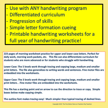 Printable Handwriting Worksheets5 Pages letters, Words, and Sentences for  Middle School Kids and up Adults PDF File Only 