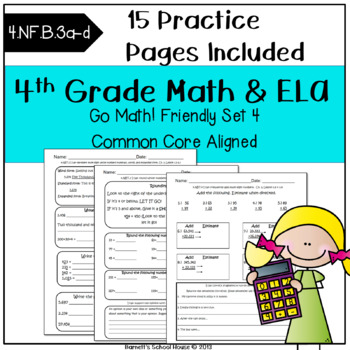 Preview of Math Review Worksheets | 4th Grade | ELA Practice | Common Core Aligned | Set 4