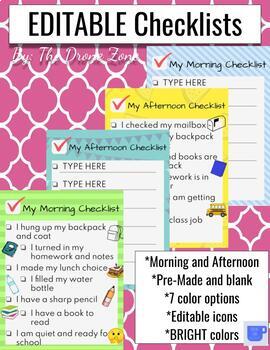 Preview of Morning and Afternoon Routine Checklists- EDITABLE