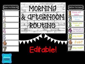 Preview of Morning & Afternoon Routines Posters *EDITABLE