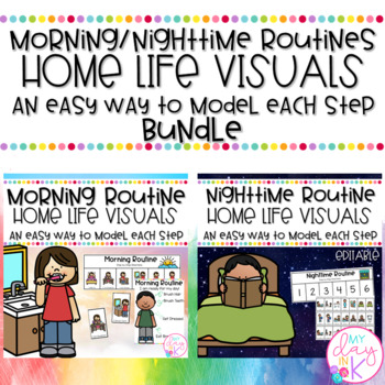 Preview of Morning and Evening Routine Home Life Visuals | How to Procedural Activities