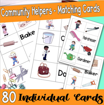 Preview of Morning work community workers thematic unit game -matching cards