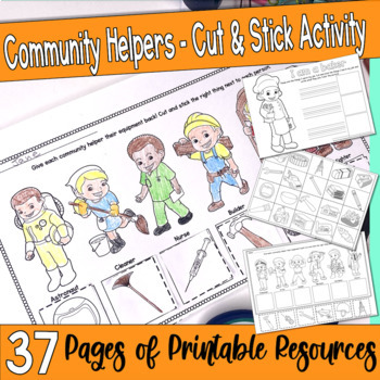 Preview of Morning work community workers thematic unit worksheets - stick n write