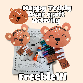 Preview of Morning work sheet with Happy Teddy Bear craft Activity FREEBIE !!!!!