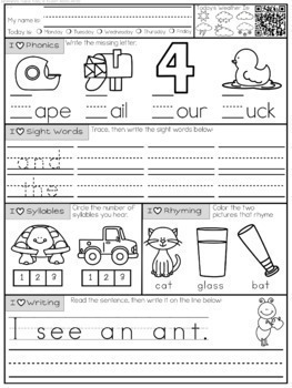 Mornings Made Easy! Kindergarten Morning Work by Tweet Resources BUNDLE