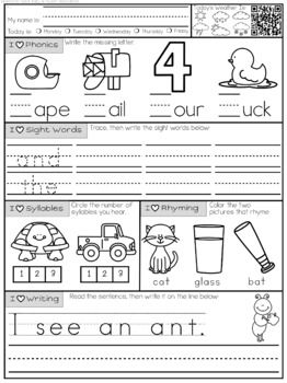 Mornings Made Easy! Kindergarten Morning Work by Tweet Resources SET THREE