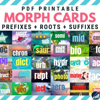 Preview of Morphology Cards - Prefixes + Roots + Suffixes