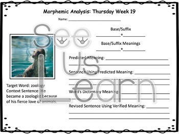 Morphemic Analysis Grade 5 Weeks 19-21 by See Us Learn | TPT