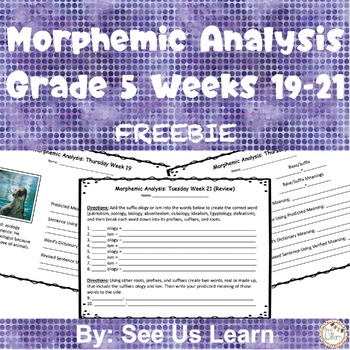 Preview of Morphemic Analysis Grade 5 Weeks 19-21